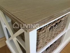 J-LINE Landelijk tv meubel wit met naturel blad