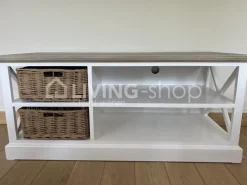 J-LINE Landelijk tv meubel wit met naturel blad