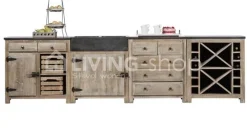 TIMELESS LIVING Landelijke stijl keuken met natuursteen lavabo's 4 delig
