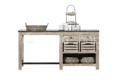 TIMELESS LIVING Landelijke stijl keukeneiland met tafel natuursteen, landelijke buitenkeuken