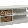 J-LINE Landelijke stijl Tv kast wit met 2 manden