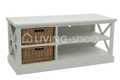 J-LINE Landelijke stijl Tv kast wit met 2 manden