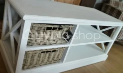 J-LINE Landelijke stijl Tv kast wit met 2 manden