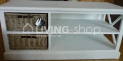 J-LINE Landelijke stijl Tv kast wit met 2 manden
