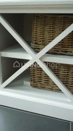 J-LINE Landelijke stijl Tv kast wit met 2 manden