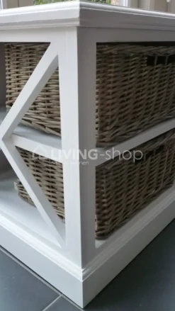 J-LINE Landelijke stijl Tv kast wit met 2 manden