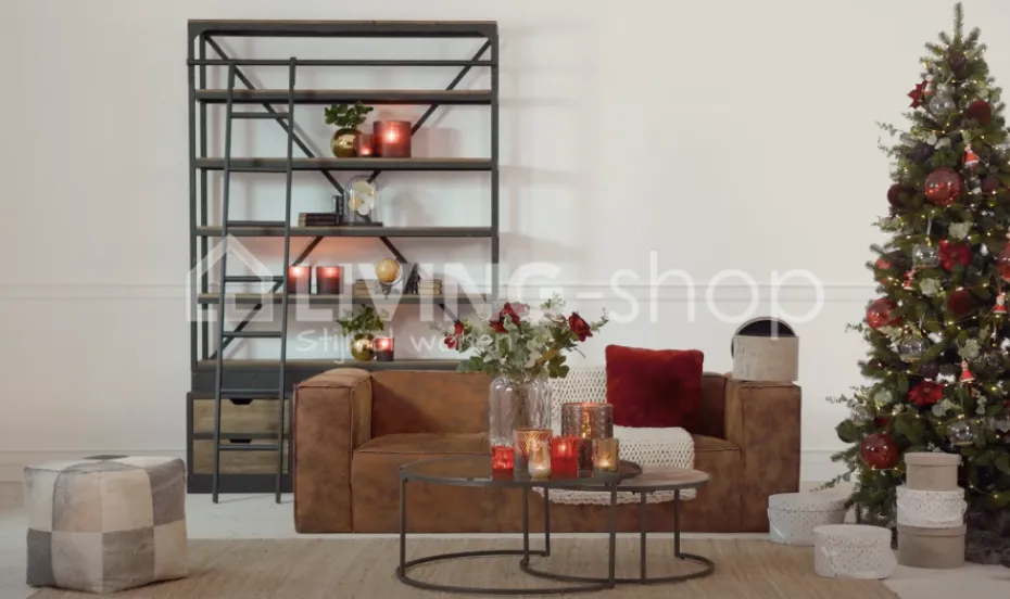 J-LINE Landelijke stijl wandrek met smeedwerk ladder