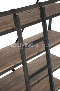 J-LINE Landelijke stijl wandrek met smeedwerk ladder