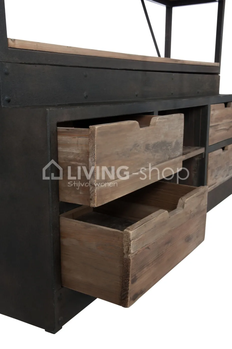 J-LINE Landelijke stijl wandrek met smeedwerk ladder