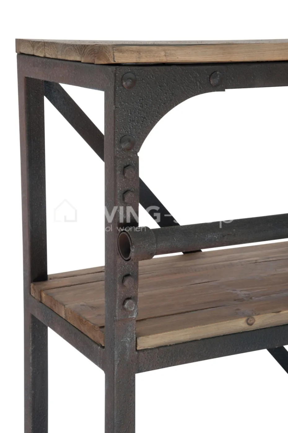 J-LINE Landelijke stijl wandrek met smeedwerk ladder