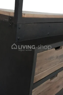 J-LINE Landelijke stijl wandrek met smeedwerk ladder