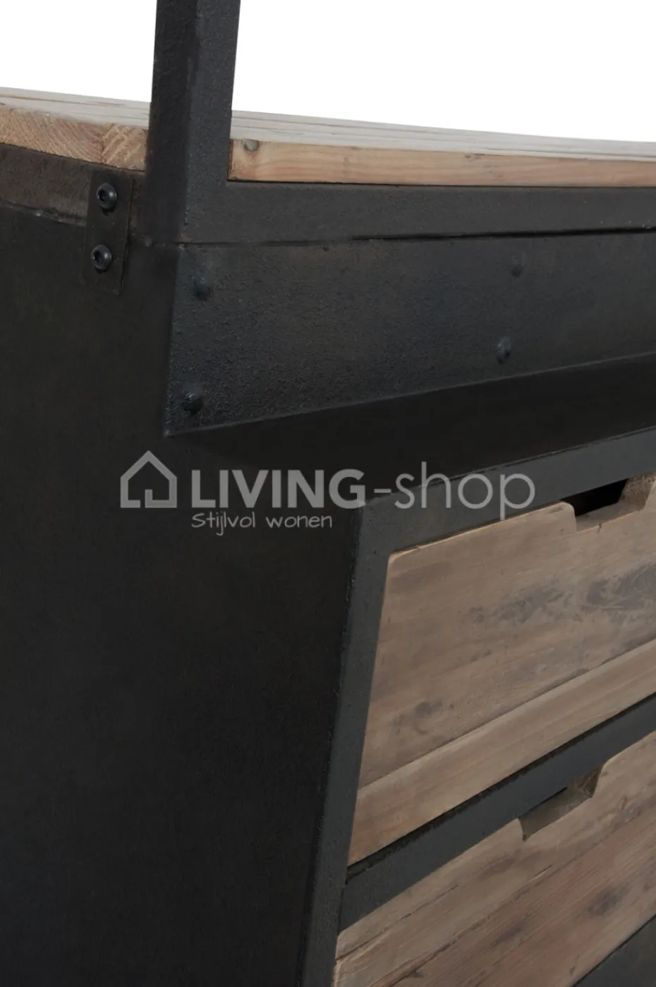J-LINE Landelijke stijl wandrek met smeedwerk ladder