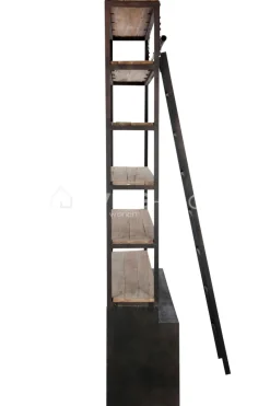J-LINE Landelijke stijl wandrek met smeedwerk ladder
