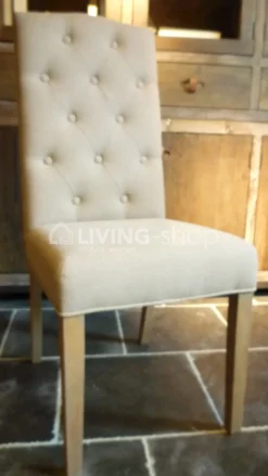 TIMELESS LIVING Landelijke stoel met knopen linnen taupegrijs