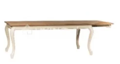 TIMELESS LIVING Landelijke verlengbare tafel creme met naturel teak top