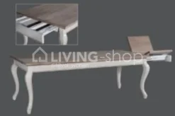 TIMELESS LIVING Landelijke verlengbare tafel creme met naturel teak top