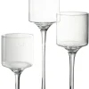 J-LINE Large Theelichthouder op voet glas transparant