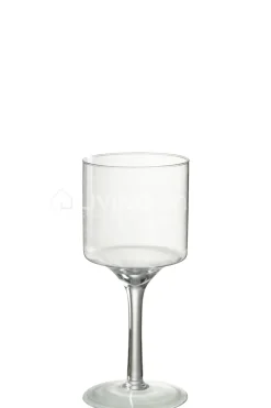 J-LINE Large Theelichthouder op voet glas transparant