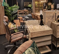 TIMELESS LIVING Lederen bureelstoel landelijke stijl
