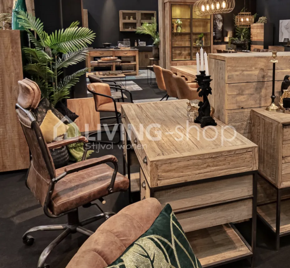 TIMELESS LIVING Lederen bureelstoel landelijke stijl