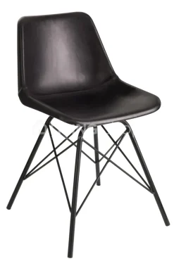 J-LINE Lederen design stoel, Eames reproductie Design by zwart