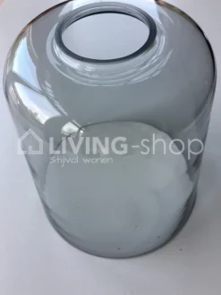 Verlichting online Loft stijl donkerbrons hanglamp met glazen kap grijs fumé