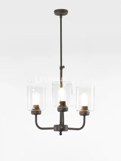 Verlichting online Loft stijl luster 3 lampen helder transparant glas