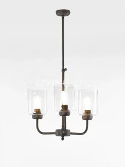 Verlichting online Loft stijl luster 3 lampen helder transparant glas
