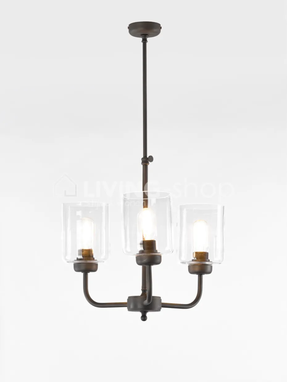 Verlichting online Loft stijl luster 3 lampen fumé glas