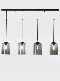 Verlichting online Loft stijl luster met 4 hanglampen fumé
