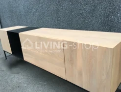PR LIVING Modern grijs eiken dressoir laag strak landelijk met metaal