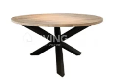 Castle-Line Modern landelijke ronde eiken eettafel met gekruiste poot Ø 135