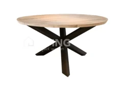 Castle-Line Modern landelijke ronde eiken eettafel met gekruiste poot Ø 135