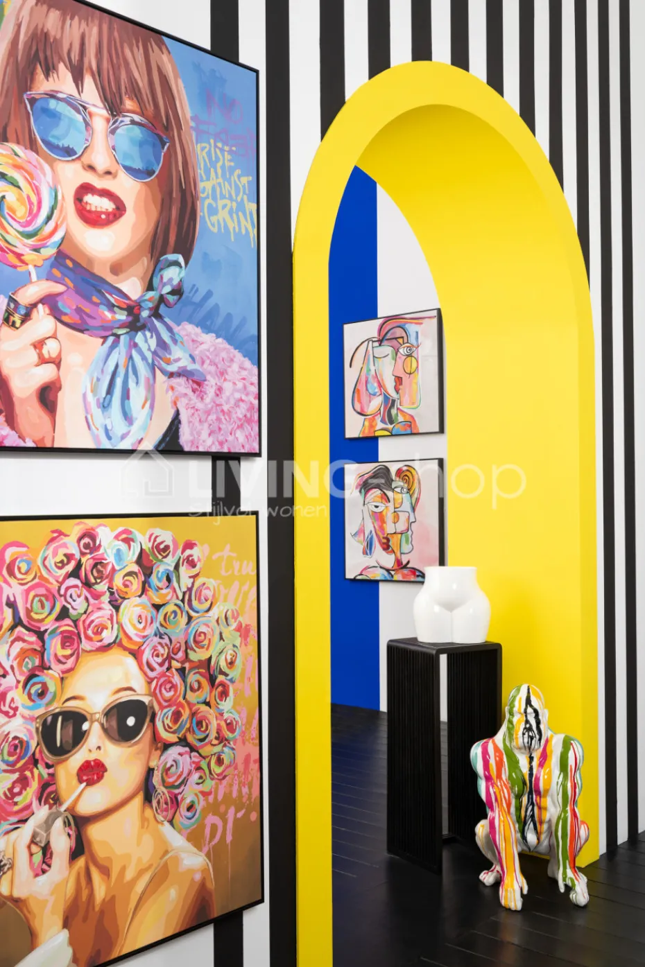 J-LINE Modern paint sculptuur Gorilla pop art beeld