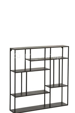 J-LINE Modern wandrek 6 niv zwart metaal