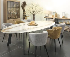 Moderne Ovalen Keramiek Tafel Gold/Wit 320