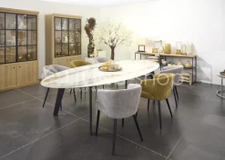 Moderne Ovalen Keramiek Tafel Gold/Wit 320