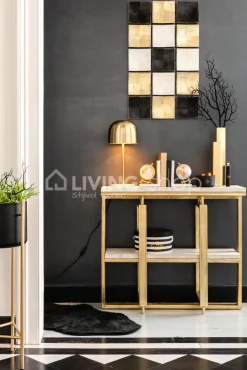 J-LINE Moderne tafellamp Queen goud met voet marmer wit