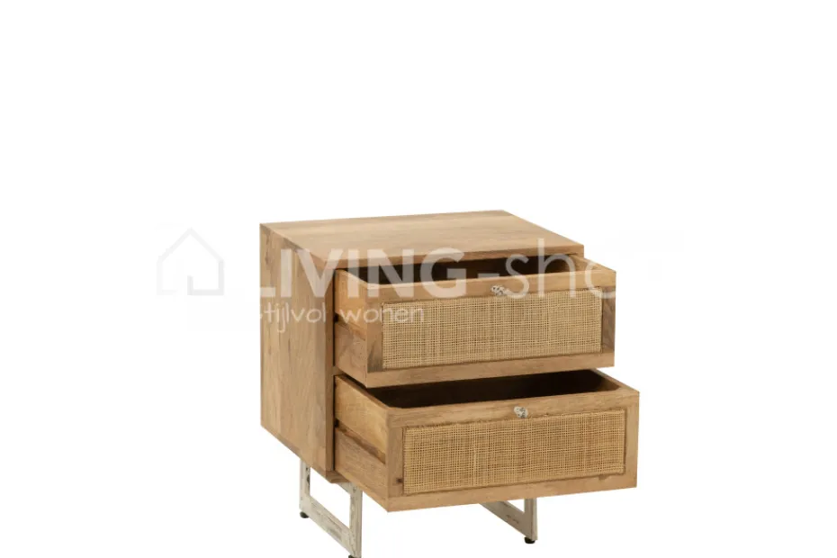 J-LINE Nachtkastje Hout Naturel Meubelen