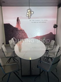 PR LIVING Ovale dineertafel Bisel - carrara glossy oval classic + metal black leg