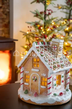 J-LINE Peperkoekenhuis LED Kersthuis kerstdecoratie