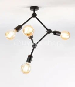 Verlichting online Plafondlamp zwart Nero atomen,