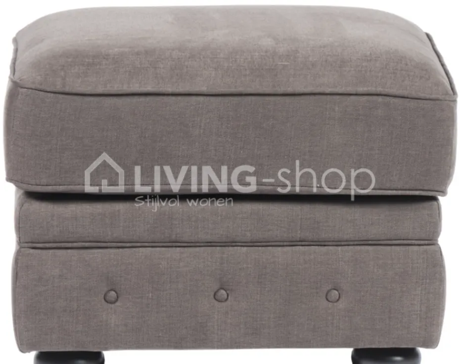 TIMELESS LIVING Poef met knopen stof / pu leder voetenbank van
