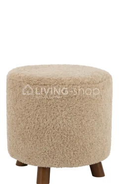 J-LINE Poef Schapenvel Beige