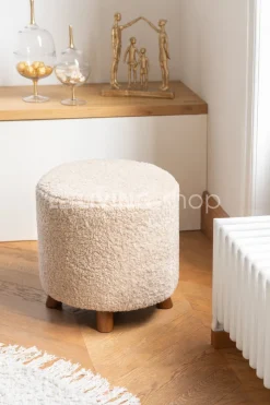 J-LINE Poef Schapenvel Beige