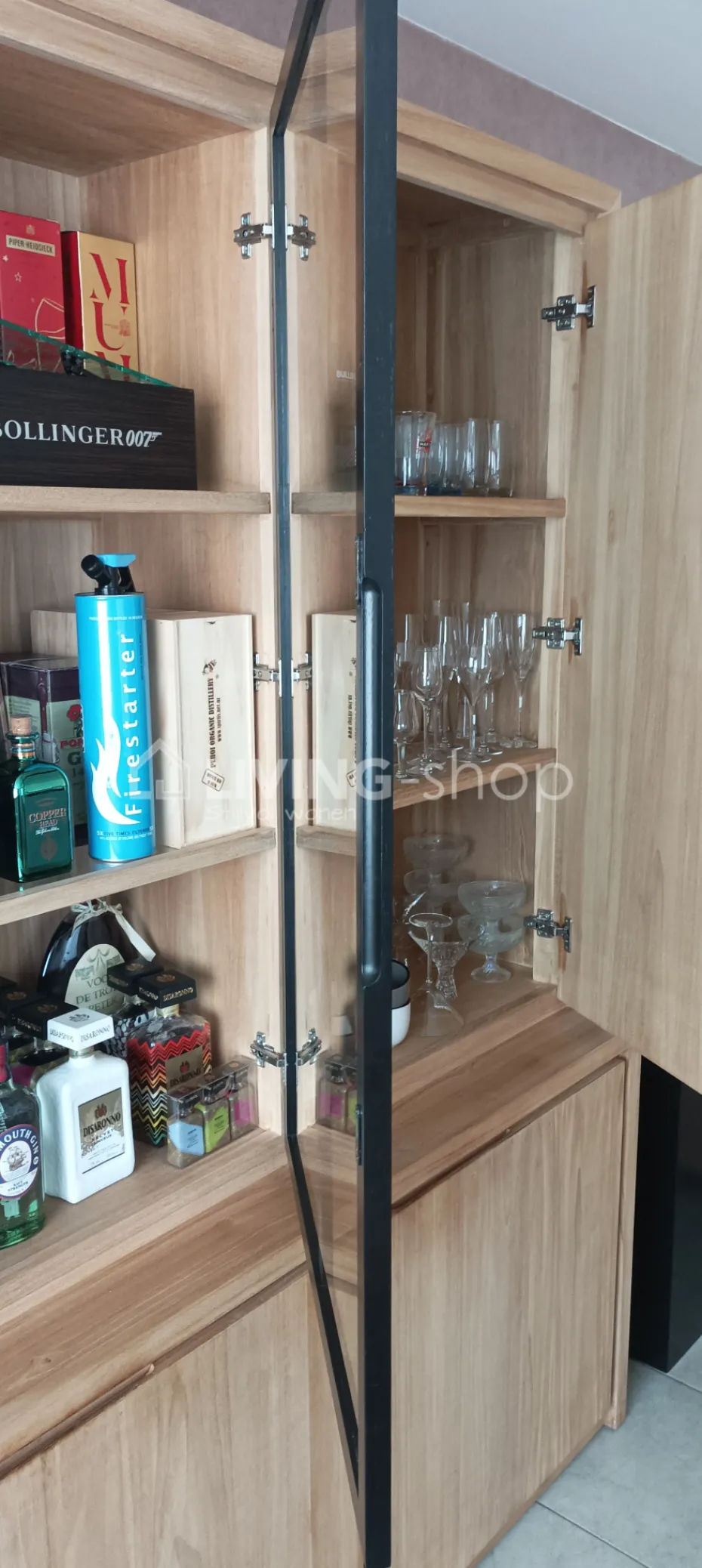TIMELESS LIVING Polo wandkast met LED vitrine 4 delig