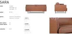 PR LIVING sofa Sara lederen zetel 3,5 zit