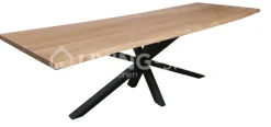 Castle-Line Rechthoekige boomstamtafel eik naturel Castle line + black iron star leg 10x4cm