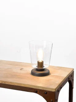 Verlichting online Retro loft design tafellamp helder glazen vaas