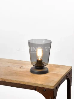 Verlichting online Retro loft design tafellamp fumé glazen vaas
